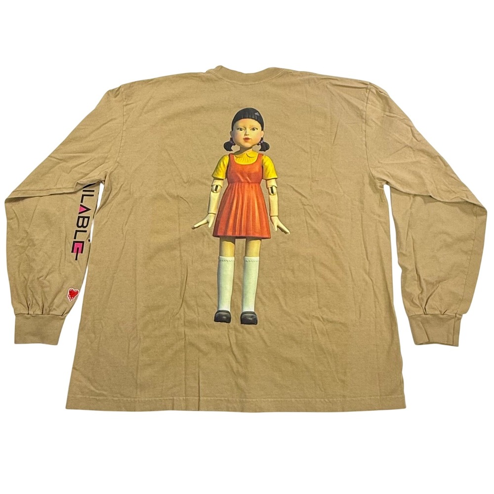 Emotionally Unavailable Netflix Squid Game Long Sleeve Shirt Tan XXL Graphic Tee